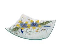 SOSPIRI VENEZIA Videpoche Plat Ornement Décor Floral Verre Murano Centre de Table Ameublement Intérieur Idée Cadeau Fabriqué à la main Made in Italy (Lys Bleu cm19x19 Carré)