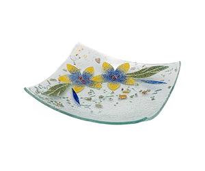 SOSPIRI VENEZIA Videpoche Plat Ornement Décor Floral Verre Murano Centre de Table Ameublement Intérieur Idée Cadeau Fabriqué à la main Made in Italy (Lys Bleu cm19x19 Carré)