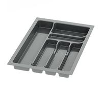 Sossai range-couverts Divio pour tiroirs de 40 cm de large, 33x49 cm - découpable, 6 compartiments, anthracite, bac à couverts de cuisine en plastique robuste