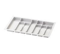 Sossai range-couverts Divio pour tiroirs de 80 cm de large, 73x43 cm - découpable, 10 compartiments, blanc, bac à couverts de cuisine en plastique robuste