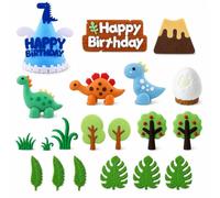 Sotbnna Décoration de Gâteau Dinosaure 19 Pièces, Figurines 3D Anniversaire