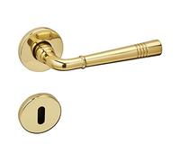 SOTECH 1 Jeu de poignées de porte FREJA laiton poli Buntbart (BB) Ferrure de porte sur rosace ronde Set poignée de porte vintage avec matériel de fixation de