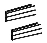 SOTECH 2 pièces Aluminium Porte-Serviettes TED 3 Bras Noir Mat (450-730 mm, Extensible, Rotatif) Coulisse télescopique des Serviettes