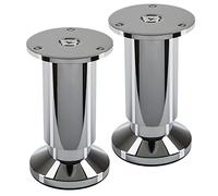 SOTECH 2 Pieds de Meuble Terra Hauteur 100 mm Chrome Poli Pieds de Socle réglables en Hauteur jusqu'à Max. 15 mm, Charge jusqu'à 250 kg/par Pied
