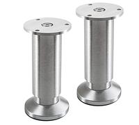 SOTECH 2 Pieds de Meuble Terra Hauteur 120 mm alu brossé Pieds de Socle réglables en Hauteur jusqu'à Max. 15 mm, Charge jusqu'à 250 kg/par Pied