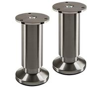SOTECH 2 Pieds de Meuble Terra Hauteur 120 mm Aspect INOX brossé Pieds de Table réglables en Hauteur jusqu'à Max. 15 mm, Charge 250 kg/par Pied