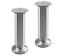 SOTECH 2 Pieds de Meuble Terra Hauteur 150 mm alu brossé Pieds de lit réglables en Hauteur jusqu'à Max. 15 mm, Charge jusqu'à 250 kg/par Pied