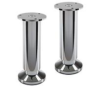 SOTECH 2 Pieds de Meuble Terra Hauteur 150 mm Chrome Poli Pieds d'armoire réglables en Hauteur jusqu'à 15 mm Max., Charge 250 kg/par Pied