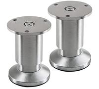 SOTECH 2 Pieds de Meuble Terra Hauteur 80 mm alu brossé Pieds d'armoire réglables en Hauteur jusqu'à Max. 15 mm, Charge jusqu'à 250 kg/par Pied