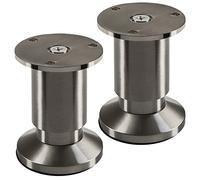 SOTECH 2 Pieds de Meuble Terra Hauteur 80 mm Aspect INOX brossé Pieds de canapé réglables en Hauteur jusqu'à 15 mm Maxi, Charge 250 kg/par Pied