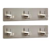 SOTECH 2 x Crochet Mural Pandora Triple (180 x 45 x 29 mm) Acier INOX Autoadhésif 3M pour Cuisine et Bain Crochets de Mur Barre