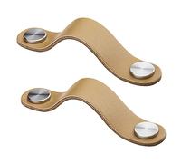 SOTECH 2 x Poignée de meuble OSTERNAS kaki clair Entraxe 96 mm noir (adapté à un perçage de 6 mm) cuir de vache véritable Boutons à visser acier inoxydable/avec vis de fixation