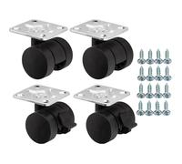 SOTECH 2 x roulettes de meuble Ø 35 mm Kit de AACHEN noir avec et 2 | x sans frein (blocage) incl. jeu de vis Plaque à visser 47 x 47 mm Charge maximale 160 kg (40 kg par ) roulette de transport
