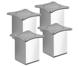 SOTECH 4 pcs. Pieds de Meubles QUEBEC II 100 mm 65 x 65 mm Chrome poli Pieds de Support en Aluminium