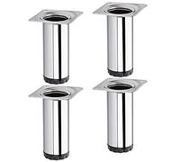 SOTECH 4 pièces Pieds de Meuble Bravo Hauteur 100 mm (+ 10 mm) Ø 40 mm Chrome Poli Pieds d'armoire réglables en Hauteur en Acier, Charge jusqu'à 50 kg par Pied de Support de