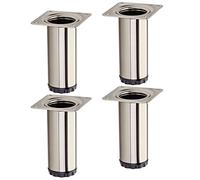 SOTECH 4 pièces Pieds de Meuble Bravo Hauteur 100 mm (+ 10 mm) Ø 40 mm Finition en Acier INOX Pieds d'armoire réglables en Hauteur en Acier, Charge jusqu'à 50 kg par Pied de Support de