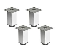 SOTECH 4 pièces Pieds de meuble ZULU 38 x 38 x 100 mm chrome poli | charge admissible 100 kg par pied, pieds de vitrine