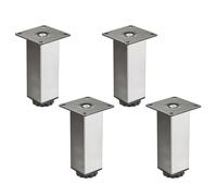SOTECH 4 pièces Pieds de meuble ZULU 38 x 38 x 120 mm aspect inox | charge admissible jusqu'à 100 kg par pied, pieds de vitrine