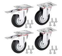 SOTECH 4 pièces Roulettes de transport RED Ø 75 mm (2x roulettes pivotantes, 2x roulettes pivotantes avec frein) Hauteur 96 mm Plaque à visser 80 x 67 mm Charge max. 280 Kg