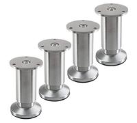 SOTECH 4 Pieds de Meuble Terra Hauteur 100 mm alu brossé Pieds de Table réglables en Hauteur jusqu'à Max. 15 mm, Charge jusqu'à 250 kg/par Pied