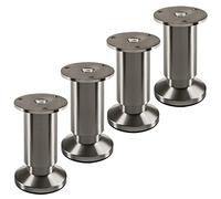 SOTECH 4 Pieds de Meuble Terra Hauteur 100 mm Aspect INOX brossé Pieds d'armoire réglables en Hauteur jusqu'à 15 mm Maxi, Charge maximale 250 kg/par Pied