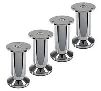 SOTECH 4 Pieds de Meuble Terra Hauteur 100 mm Chrome Poli Pieds de Socle réglables en Hauteur jusqu'à 15 mm Maxi, Charge maximale 250 kg/par Pied