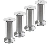 SOTECH 4 Pieds de Meuble Terra Hauteur 120 mm alu brossé Pieds de Socle réglables en Hauteur jusqu'à Max. 15 mm, Charge jusqu'à 250 kg/par Pied