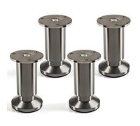 SOTECH 4 x Pied de Meuble Ajustable Finition en Acier INOX brossé Capacité de Levage 250 kg Hauteur 100 mm