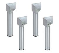 SOTECH 4 x Pied pour Meuble 246 x 50 mm y Compris Support de Montage 100 x 100 x 70 mm Pied de Support revêtu de Poudre d'argent