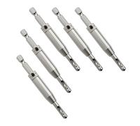 SOTECH 5 pièces foret de centrage Ø 2,7 mm HSS4241 acier avec tige hexagonale Paumelle Mèche à bois Aide au montage avec douille de guidage à ressort pour le préperçage de vis à bois de 3,5 mm de