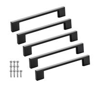 SOTECH 5 pièces poignées de meubles BLACKLINE XII BA 128 mm noir mat aluminium (longueur 155 mm, largeur 9 mm, hauteur 28 mm) Poignées de tiroirs design