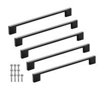 SOTECH 5 pièces poignées de meubles BLACKLINE XII BA 192 mm noir mat aluminium (longueur 224 mm, largeur 9 mm, hauteur 28 mm) Poignées de vitrines design