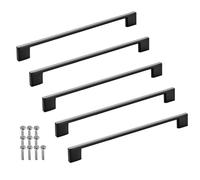 SOTECH 5 pièces poignées de meubles BLACKLINE XII BA 224 mm noir mat aluminium (longueur 256 mm, largeur 9 mm, hauteur 28 mm) Poignées design