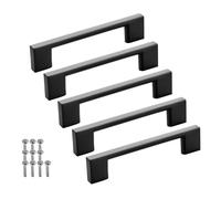 SOTECH 5 pièces poignées de meubles BLACKLINE XII BA 96 mm noir mat aluminium (longueur 121 mm, largeur 9 mm, hauteur 28 mm) Poignées de tiroirs design