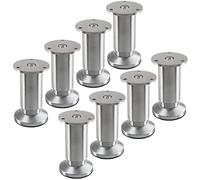 SOTECH 8 Pieds de Meuble Terra Hauteur 100 mm alu brossé Pieds de Table réglables en Hauteur jusqu'à Max. 15 mm, Charge 250 kg/par Pied