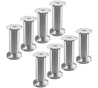 SOTECH 8 Pieds de Meuble Terra Hauteur 120 mm alu brossé Pieds de Socle réglables en Hauteur jusqu'à Max. 15 mm, Charge jusqu'à 250 kg/par Pied