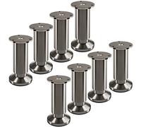 SOTECH 8 Pieds de Meuble Terra Hauteur 120 mm Aspect INOX brossé Pieds de Table réglables en Hauteur jusqu'à 15 mm Maxi, Charge maximale 250 kg/par Pied