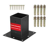 SOTECH Ancre à visser 100 x 100 mm acier carré galvanisé et revêtu | par poudre noir pour une protection maximale contre la corrosion, Ancrage de poteau de terrasse à visser