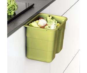 SOTECH BIKI Poubelles Déchets Verts 4,2 L vert avec Couvercle Collecteur | Déchets à Accrocher Corbeille Poubelle de Table