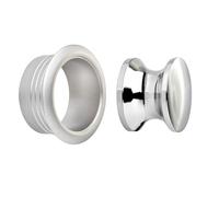 SOTECH Bouton-poussoir Push-Lock Ø 23 mm aspect inox y compris rosace | pour épaisseur de porte de 19 mm, poignée de meuble adaptée à la serrure à espagnolette