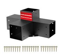SOTECH Connecteur central 100 x 100 mm (connecteur à 4 voies) acier carré galvanisé et revêtu par poudre noir pour une protection maximale contre la corrosion