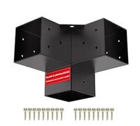 SOTECH Connecteur d'angle 100 x 100 mm (connecteur à 3 voies) acier carré galvanisé et revêtu par poudre noir pour une protection maximale contre la corrosion