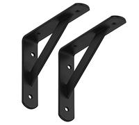 SOTECH Jeu de 10 consoles d'étagères (150 x 125 x 30 mm, noir, revêtement par poudre) Support d'étagères avec entretoise pour la stabilisation