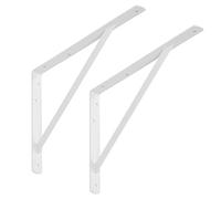 SOTECH Jeu de 2 consoles d'étagères (400 x 275 x 30 mm, blanc, revêtement par poudre) Portemanteau avec barre transversale pour la stabilisation