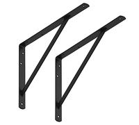 SOTECH Jeu de 2 consoles d'étagères (400 x 275 x 30 mm, noir, revêtement par poudre) Console murale avec entretoise pour la stabilisation