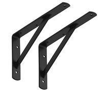 SOTECH Jeu de 4 consoles d'étagère (250 x 150 x 30 mm, noir, revêtement par poudre) Support d'étagère avec entretoise pour la stabilisation