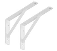SOTECH Jeu de 8 consoles pour étagères (250 x 150 x 30 mm, blanc, revêtement par poudre) Portemanteau avec barre transversale de stabilisation