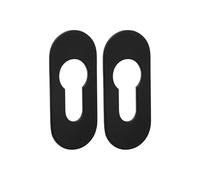 SOTECH Jeu de deux rosaces adhésives ovales, 65 x 28 x 2 mm, en acier inoxydable noir, avec pastilles adhésives 3M, sans perçage, pour serrures à cylindre profilé