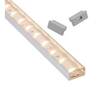 SOTECH LED Profilé aluminium PH1 (2000 x 18 x 8,5 mm) pour LED Stripes larges jusqu'à 16 mm (par ex. pour Philips Hue LightStrip) Profilé en saillie avec cache transparent et set de capuchons