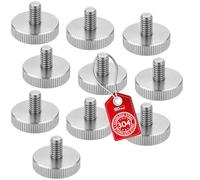 SOTECH Lot de 10 vis moletées M10 - Longueur : 12 mm - En acier inoxydable V2A (SS304) - Forme plate - DIN 653 - Vis à poignée métrique avec surfaces latérales moletées
